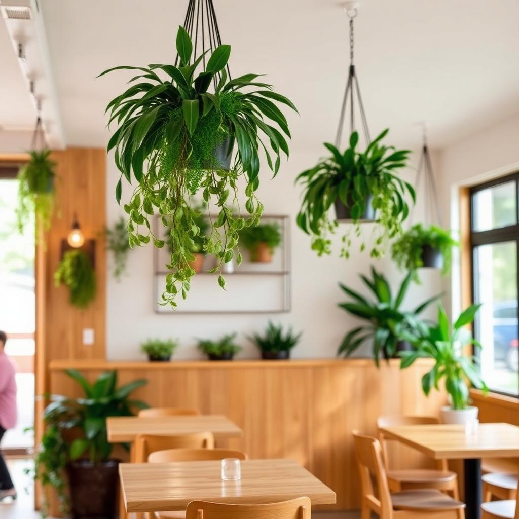 Café greened with rented indoor plants