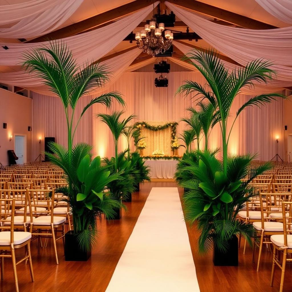 Event space styled with rented palms