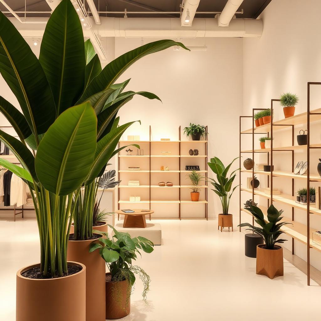 Retail space with decorative plants on rent